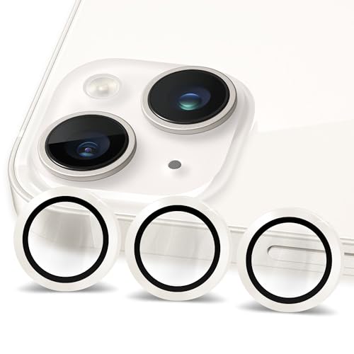 Image of ArmourPro Premium Camera Lens Protector Tempered Glass Compatible For iPhone 14 Plus and iPhone 14 Tough HD Individual Aluminum Alloy Rings 9H Camera Cover , Scratch-Resistant,Camera Lens Protection| Silver