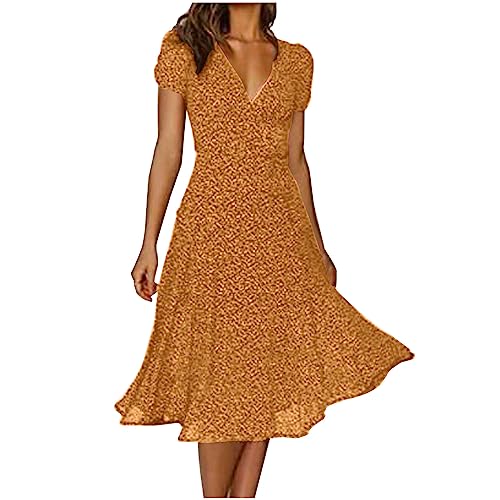 Robe décontractée pour femmes grande taille L : la coupe jaune fluide