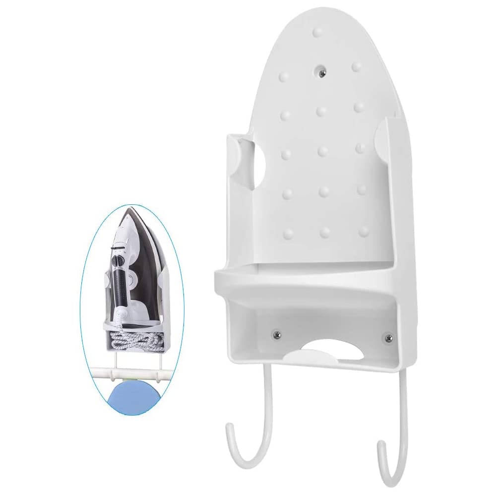 Arabest Ironing Board Wall Mount, 15 cm Width Ironing Board Hanger, Iron Board Hanger Wall Mount with Heat Resistant Iron Rack and Hooks