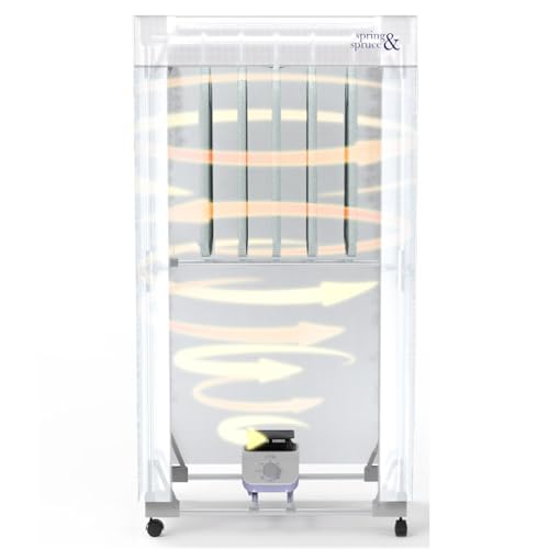 Spring & Spruce Dry Master XL Heated Airer + Cover - Indoor Clothes Airer For Quick Drying - Electric Laundry Rack - Foldable & Compact Design - 1200W Heater - Built-In Timer - Quiet Operation