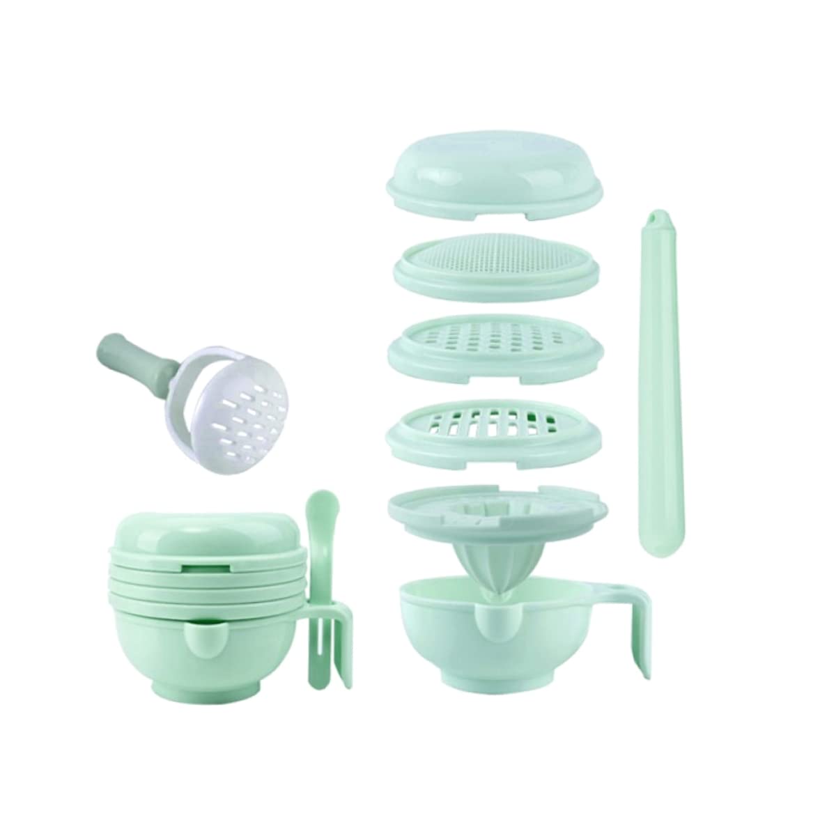 Babynahrung Stampfer, Babynahrung Mühle 8 in 1 Food Masher Maker tragbare Babyfuttermittel -Küchenprozessor -Smother -Schüssel -Gemüse Obst Ricer Mühle 8pcs/Set, Baby Fütterung Mühle