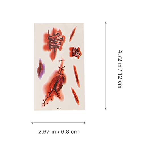 Amosfun 20 Pcs Halloween Adesivos de Tatuagem Temporária Cicatrizes de Zumbi Aranha Corpo Rosto Tatu