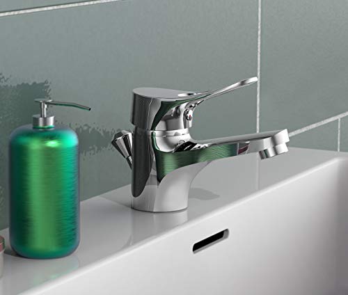 EISL Waschtischarmatur Verona, Badezimmerarmatur mit Ablauf-/Exzentergarnitur, Einhebelmischer, Chrom, NI075VECR