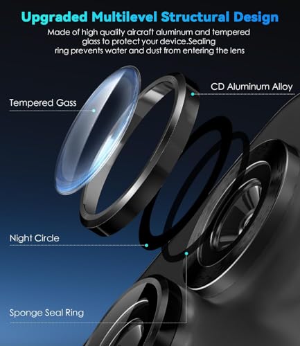 Image of ZARALA Camera Lens Frame Glass Compatible with Samsung Galaxy S25 FE 5G Tempered Glass Aluminum Alloy Frame Individual Camera Lens Protector Cover (Galaxy S25 FE 5G, Black)