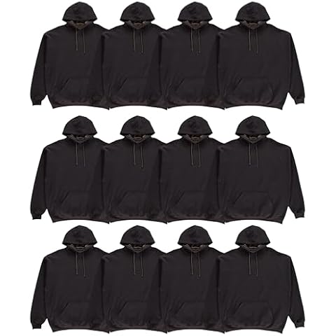 BILLIONHATS Mens Wholesale Hoodie Sweatshirts, Cotton Blend, Bulk Adults Hoodies Sweatshirt 12 PACK BLACK SIZE 2XL Cover