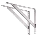 YUMORE Shelf Brackets Heavy Duty, 350x250mm Shelf Brackets Supports Stainless Steel for Scaffold Board Worktop Shelves Floating Desk, Max Load 440lbs, 2Pack