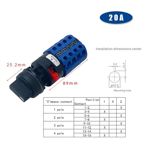 Sélecteur de changement 20A YMW26 pour commuter vos circuits électriques - 3