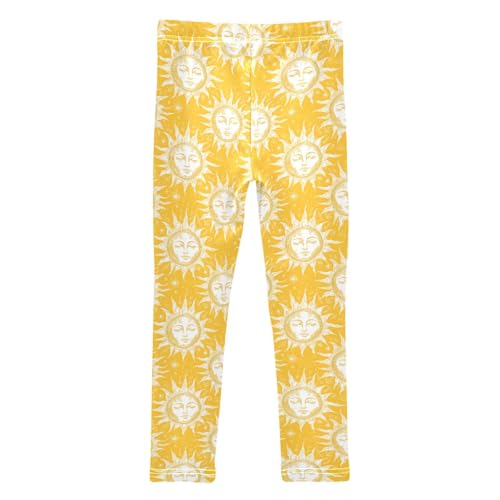 Girls Leggings Soft Toddler Ankle Length Bottoms Yellow Sun Kids Dance Yoga Pants 4-10 Years2