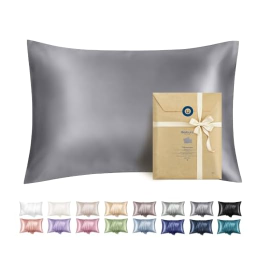 Bedsure Satin Silk Pillowcases for Hair and Skin - Dark Grey Cooling Pillow Cases Standard Size Set of 2, Super Soft Satin Pillow Covers with Zipper, Gifts for Her or Him, 20x26 Inches
