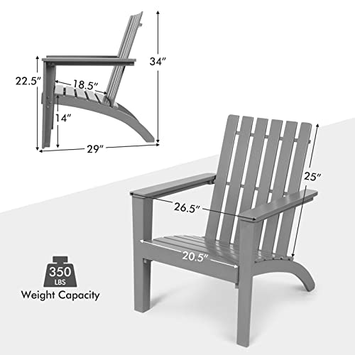 Tangkula Adirondack Chair Acacia Wood Outdoor Armchairs, Weather Resistant For Patio Garden Backyard Deck Fire Pit, Lawn Porch Furniture & Lawn Seating, Campfire Chairs, Adirondack Lounger (1, Grey) #TOP1