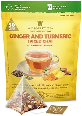Wissotzky Tea Ginger Turmeric Spiced Chai - Pack of 50 Tea Bags