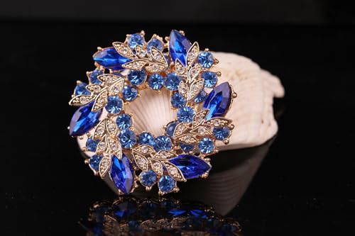 Image of Rhinestone Flower Brooch for Women Crystal Wreath Brooch Pin Stylish Big Flower Brooch Rhinestone Crystal Bauhinia Flower Wreath Brooch Elegant Clothing Hat Bag Accessories Christmas Wedding Bridal Birthday Jewelry