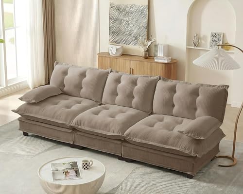 Image of 108 inch Sectional Sleeper Sofa, Modular Deep Seat Couches for Living Room Apartment, Flexible Module Combination Cloud Sofa with Spring Support, Easy Assembly, Coffee
