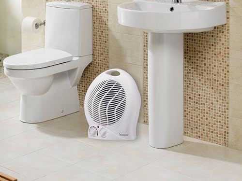 beper p203ter202 radiateur soufflant salle de bain, chauffe ventilateur, 2000w, 2 puissances sélectionnables, chauffe ventilateur compact avec thermostat réglable, mode éco et arrêt automatique, blanc