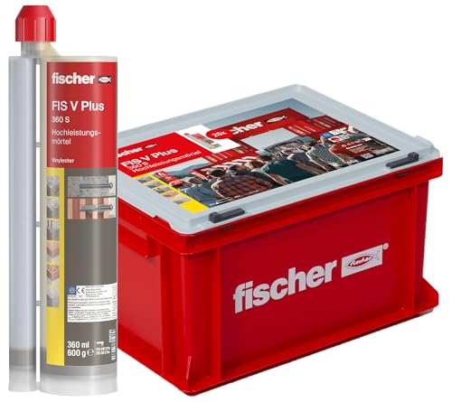 Preisvergleich Produktbild fischer Hochleistungsmörtel FIS V Plus 360 S im praktischen Handwerkerkoffer, wetterfester Mörtel für Schwerlasten im Innen- und Außenbereich, universeller Montagemörtel, 20 Kartuschen je 360 ml