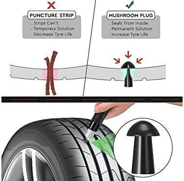 GRAND PITSTOP Tubeless Tyre Puncture Repair Kit for Motorcycle, Cars with Mushroom Plugs (15 Mushroom Plugs) (Gun Kit)