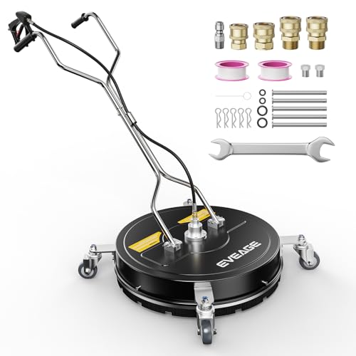 EVEAGE 20" Pressure Washer Surface Cleaner, EP003 Dual Handle Stainless Steel Power Washer Surface Cleaner with 4 Wheels, 4000 PSL, Perfect for Driveways,Sidewalks,Patios(Black-2, 20inch) 20