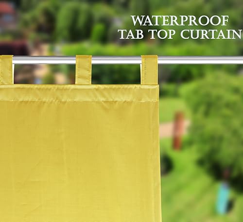 GREEN DECOR Polyester 300GSM Fabric Waterproof Rain & Sun Blockage Curtains(Yellow 4.5 X 6.5 Feet,Piece of 1) with Top Style Loop Used for Door,Balcony,Outdoor & Indoor Area