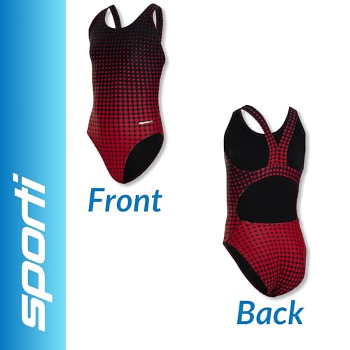 Image of Sporti Wide Strap Athletic One Piece Swimsuit for Women - Graphic Design Pattern - Swim Team Bathing Swimsuit for Competiton