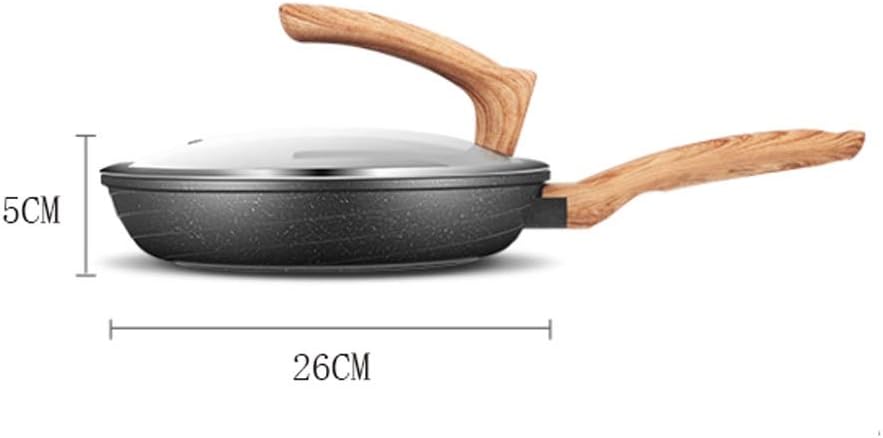 HBJWOV Glass Stand Lid Maifan Stone Non stick Pan Frying Single Handle 26cm Multi-function