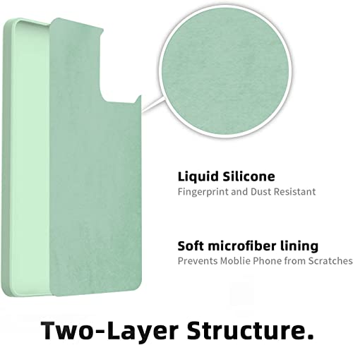 Image of DIZORO Liquid Silicone Case with Microfiber Cushioning Compatible for Samsung Galaxy S22 5G Shockproof Slim Back Cover, Gel Rubber Full Body Protection (Mint Green)