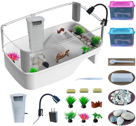 Small Turtle Tank Habitat Kit with Basking Platform, for Turtles,...