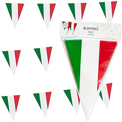 Carpeta Décoration * Italie * pour fête et fête de pays | Décoration italienne allemande rouge blanc vert drapeau italien, édition : guirlande de fanions, 10 m