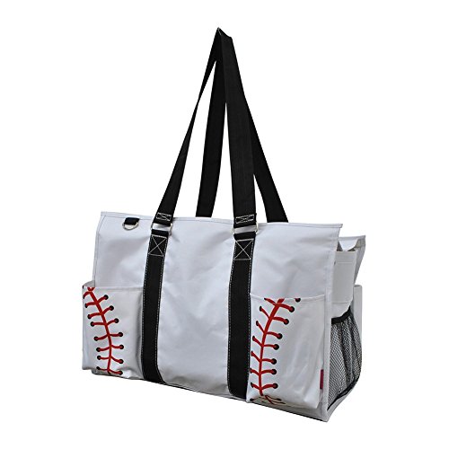 Baseball White Print NGIL Zippered Caddy Organizer Tote Bag