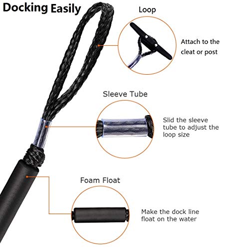 Boat Bungee Dock Lines Dock Rope Mooring Line Boat Accessories Docking Ropes PWC Dock Ties for Boats Pontoon, Jet Ski, SeaDoo, WaveRunner, Kayak - Thumbnail 3