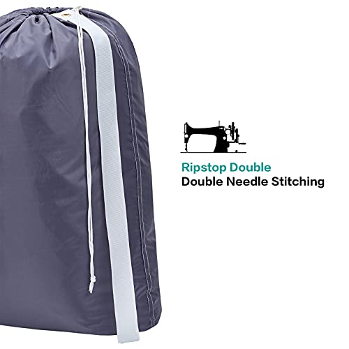 Homest 2 Pack Xl Nylon Laundry Bag With Strap, Large Dirty Clothes Organizer, Easy Fit A Laundry Hamper Or Basket, Can Carry Up To 4 Loads Of Laundry, Grey #TOP5