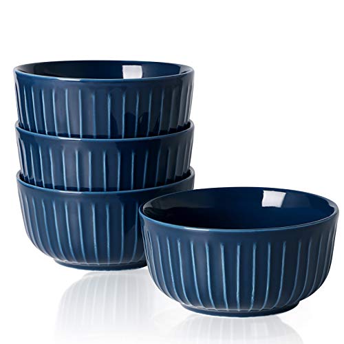 Kanwone Porcelain Bowl Set - 34 Ounce For Cereal, Salad And Soup - Set Of 4, Navy, Microwave And Dishwasher Safe Bowls #TOP4