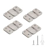 French Cleat, LOUFIMIDON 4 Sets Stainless Steel Picture Hanging Cleat, Interlocking Photo Picture Frame Hook Frame Hanger for Mirror, Photo Shelf and Cabinet(4 Pair, Sliver)