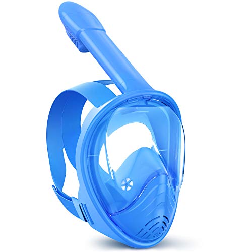 Greatever [Newest Version] Snorkel Mask Foldable 180 Panoramic View Free Breathing Full Face Snorkeling Mask with Detachable GoPro Mount, Dry Top Set Anti-fog Anti-leak for Adults & Kids