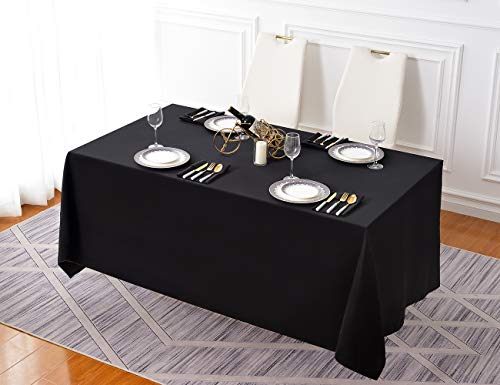 Surmente Black Tablecloth 90 x 156-inch Rectangular Polyester Table Cloth for Weddings, Banquets, or Restaurants - Image 6