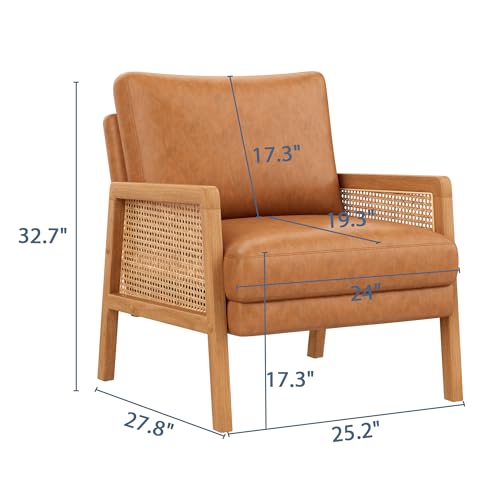 Sillón con brazos de ratán natural Marrón miniatura 2