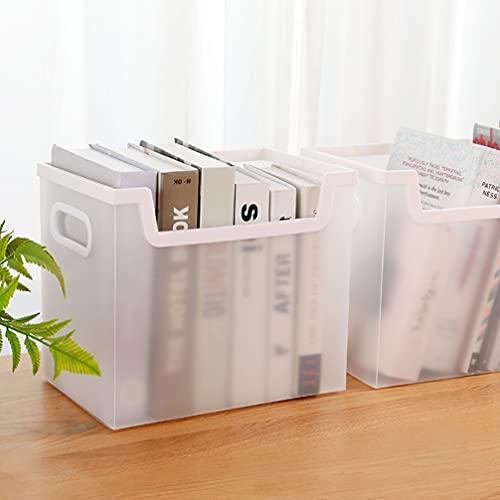 Nuobesty Tabletop Bookshelf Square Folding File Box Portable Office File Organizer Transparent File Storage Box Bin With Handles Desktop Sundries Container Holder For Office Home Folding Bookshelf #TOP3
