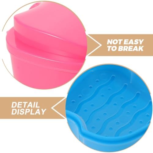 SEWACC 5pcs Leakproof Denture Case with Special Soaking Compartment, Portable Abs False Teeth Storage Box for Mouth Guards, Convenient Storage Organizer for Handbag or Drawer Use - 2