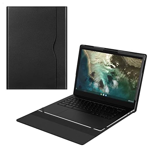 Fintie Capa para Samsung Galaxy Chromebook Go XE340XDA XE345XDA/Dell Latitude 3410/HP Pavilion 14-ceXXXX/Lenovo 14W Windows Gen 2 de 14 polegadas - Capa de couro PU premium preta