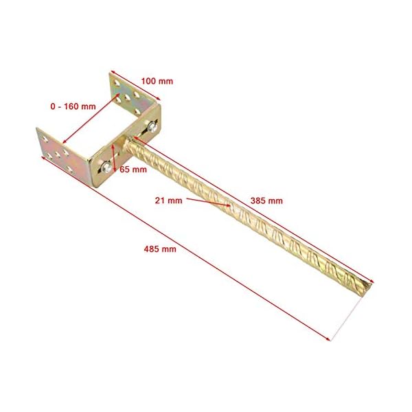 KOTARBAU® U-Pfostenträger 0-160 mm Breitverstellbar Stange 385 mm Verzinkt Pfostenträger mit Betonanker Bodenhülse… – Bild 4