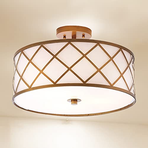 Get Cheap Price JONATHAN Y JYL3504A Elizabeth 16.75" Metal LED Flush Mount, Contemporary,Transitional Dimmable, 2700K Cozy Warm Light, for Kitchen,Hallway,Bathroom,Stairwell, Gold