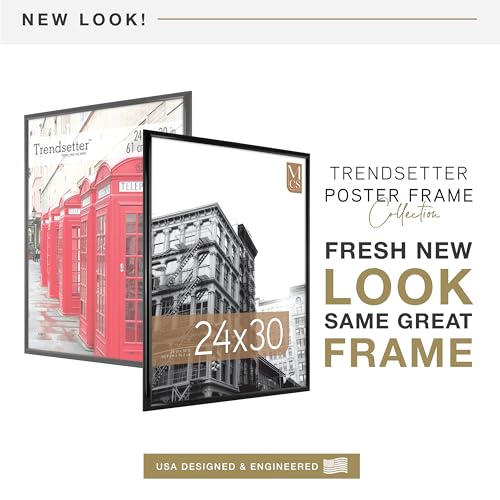 MCS Trendsetter 24x30 Poster Frame Black High-Gloss, Vertical & Horizontal Wall Hanging Large Picture Frame for Photos, Posters & Art Prints (1-Pack)