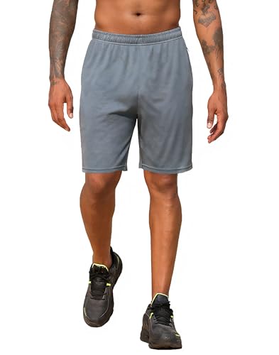 RPOVIG Men's Workout Shorts Sets 5 Pack with Zippered Pockets Basketball Gym Activewear Athletic Mesh Shorts2