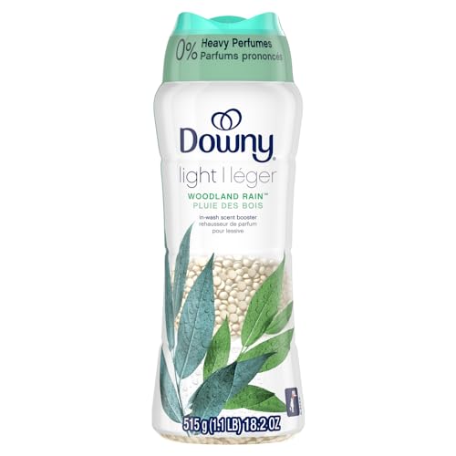 Image of Downy Light Laundry Scent Booster Beads for Washer, Woodland Rain, 18.2 oz, with No Heavy Perfumes