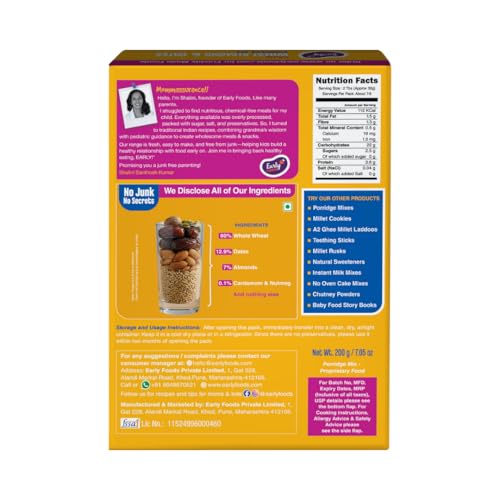 Image of Early Foods - Combo of Porridges (Sprouted Ragi & Carrot, Rice & Moong, Wheat Almond & Date)|Vegan|Ragi malt|Cereals For Kids