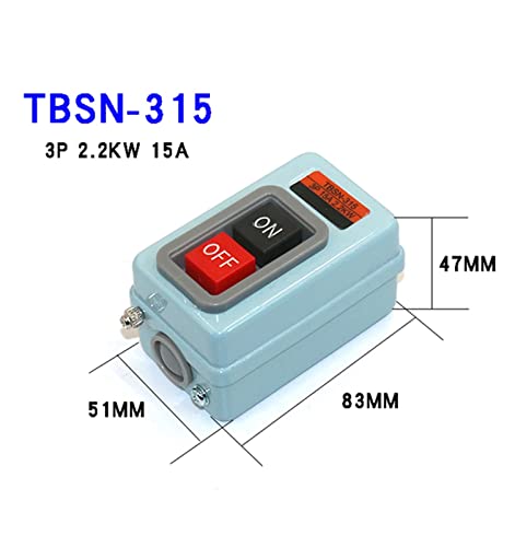 Interrupteur de démarrage triphasé AC 380V bouton ON OFF haute performance 15A - 2