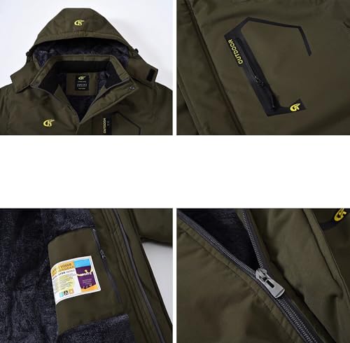 Image of QPNGRP Mens Waterproof Fleece Ski Jacket Windproof Winter Snow Coat