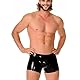 Kangxinsheng Mode Schwarze Latex Shorts Männer,Unterwäsche Latex mit Reißverschluss,Geeignet für Cosplay und neuartige Club Kostüme-L