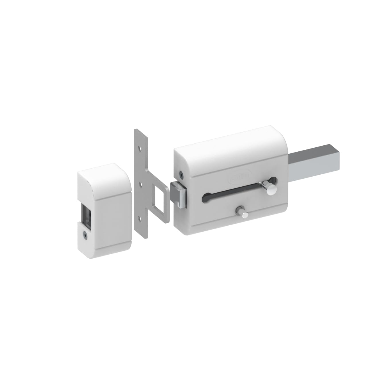 Amig - Verrou de suralimentation haute sécurité pour portes en bois | 98 x 77 mm | Avec cylindre rond de sécurité et verrou | Protection pour votre maison | Acier blanc
