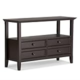 SIMPLIHOME Amherst SOLID WOOD 48 inch Wide Transitional Console Sofa Entryway Table in Hickory Brown with Storage, 2 Drawers and 1 Shelf, for the Living Room, Entryway and Bedroom