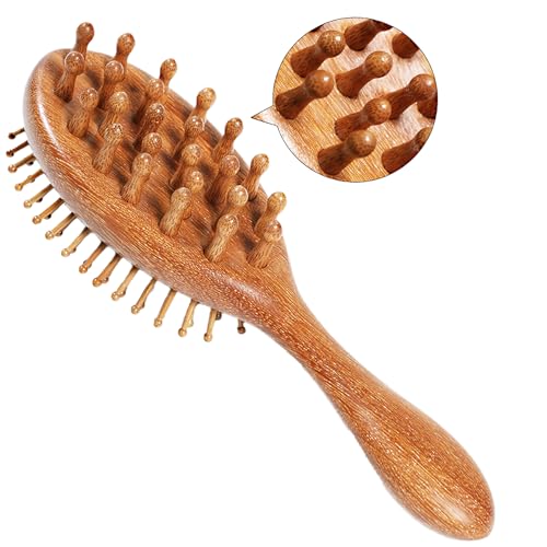 Peine masajeador de madera para cabello miniatura 2